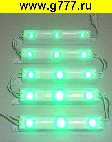 Светодиодный модуль Treplic зеленый 12V 5 модулей по 3 Led IP65 светодиодный модуль