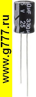 Конденсатор 330 мкф 25в 8х12 105«C (JWCO) конденсатор электролитический