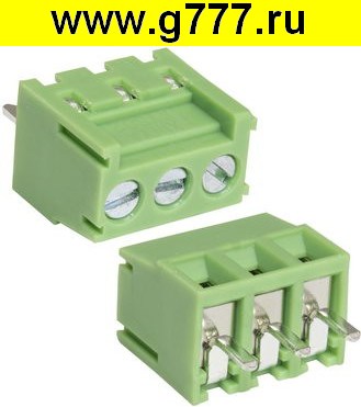 Клеммник на плату Разъём Клеммник RG302-3.5-03P терминальный блок  (колодка на плату для провода под винт)
